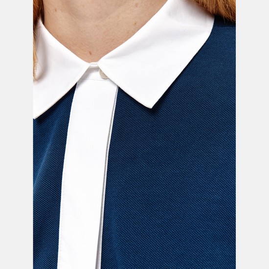 Aigle Polo Shirt With 3/4-length Sleeves Shirts Women Blue/White ZA-71354